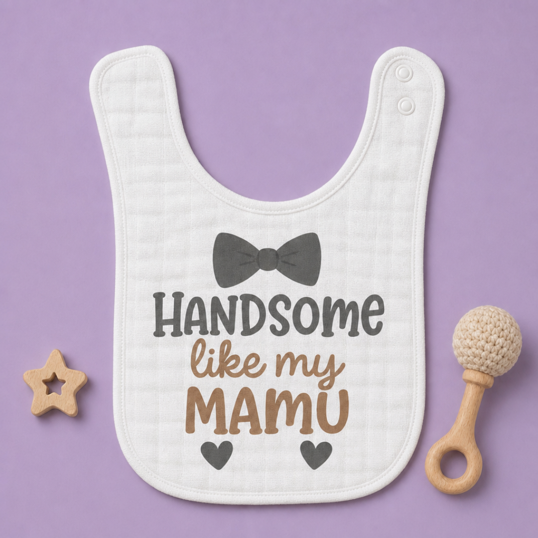 "Handsome Like My Mamu" Baby Bib