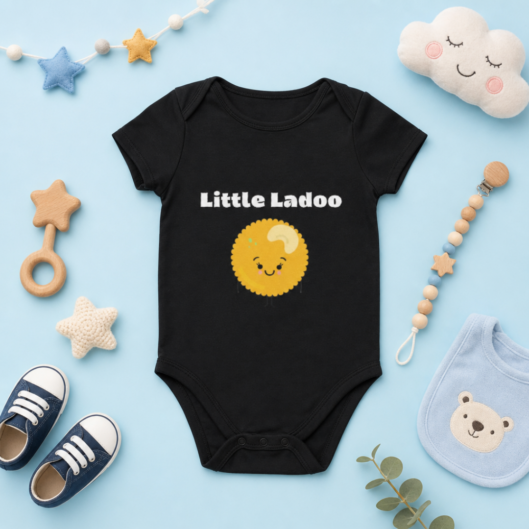 "Little Ladoo" Baby Onesie - Black