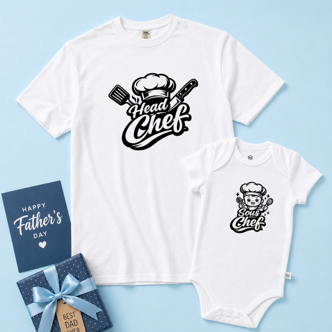 “Head Chef & Sous Chef” Matching Father & Baby Duo Set