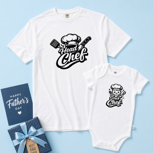 “Head Chef & Sous Chef” Matching Father & Baby Duo Set