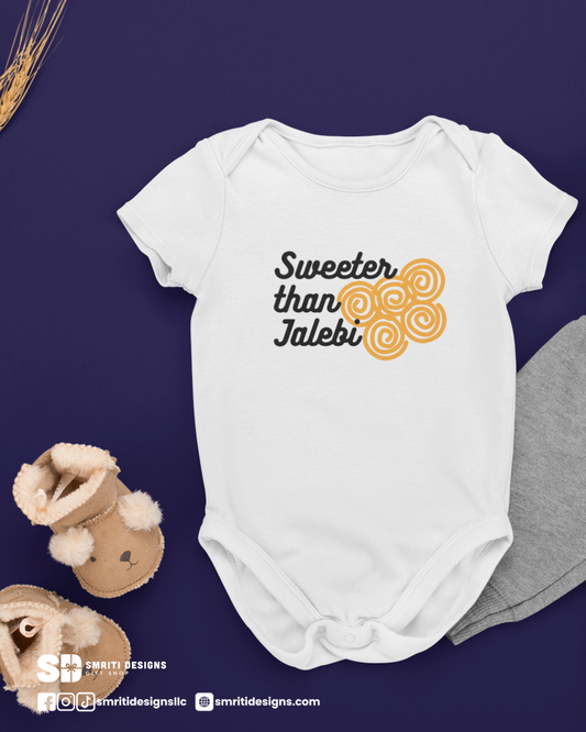 "Sweeter than Jalebi" Baby Onesie - White