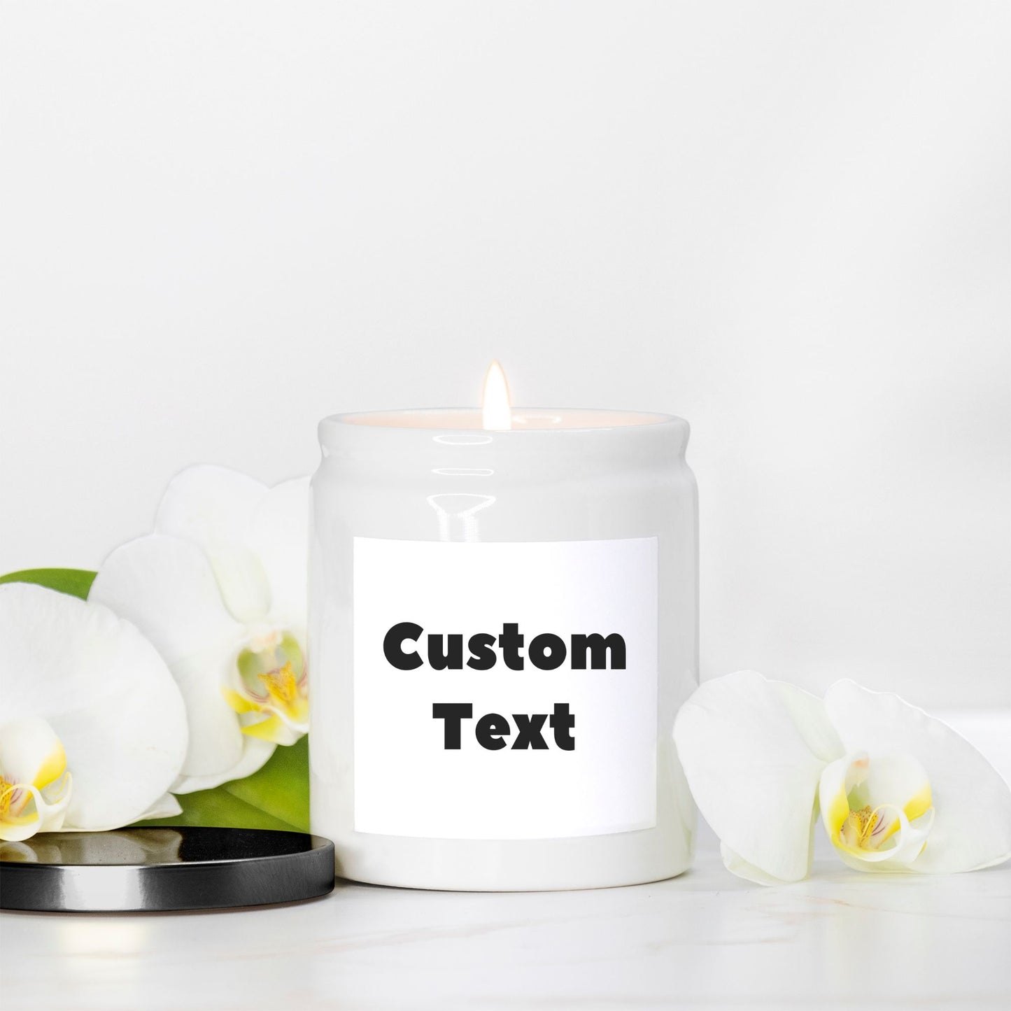 Custom Text - Candle Ceramic 8oz (White)