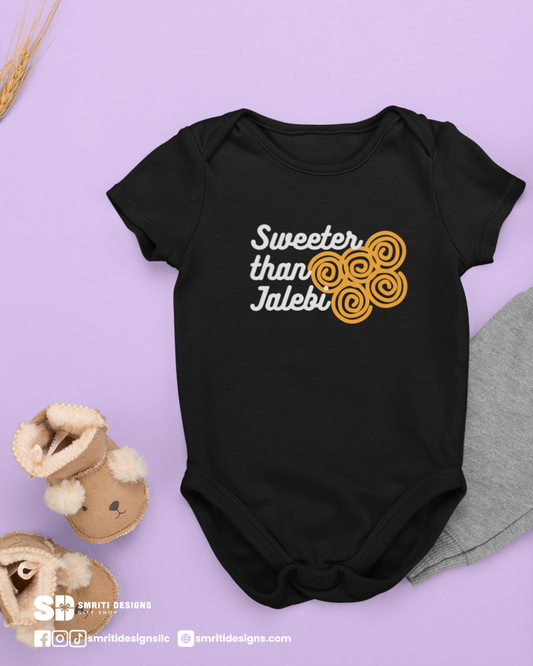 "Sweeter than Jalebi" Baby Onesie - Black