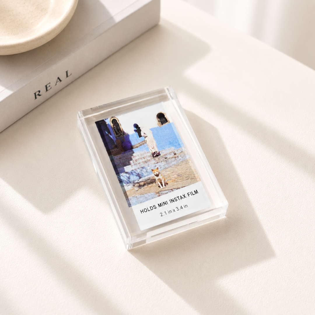 CUSTOM INSTAX PRINT Inside Clear Acrylic Frame Stand White