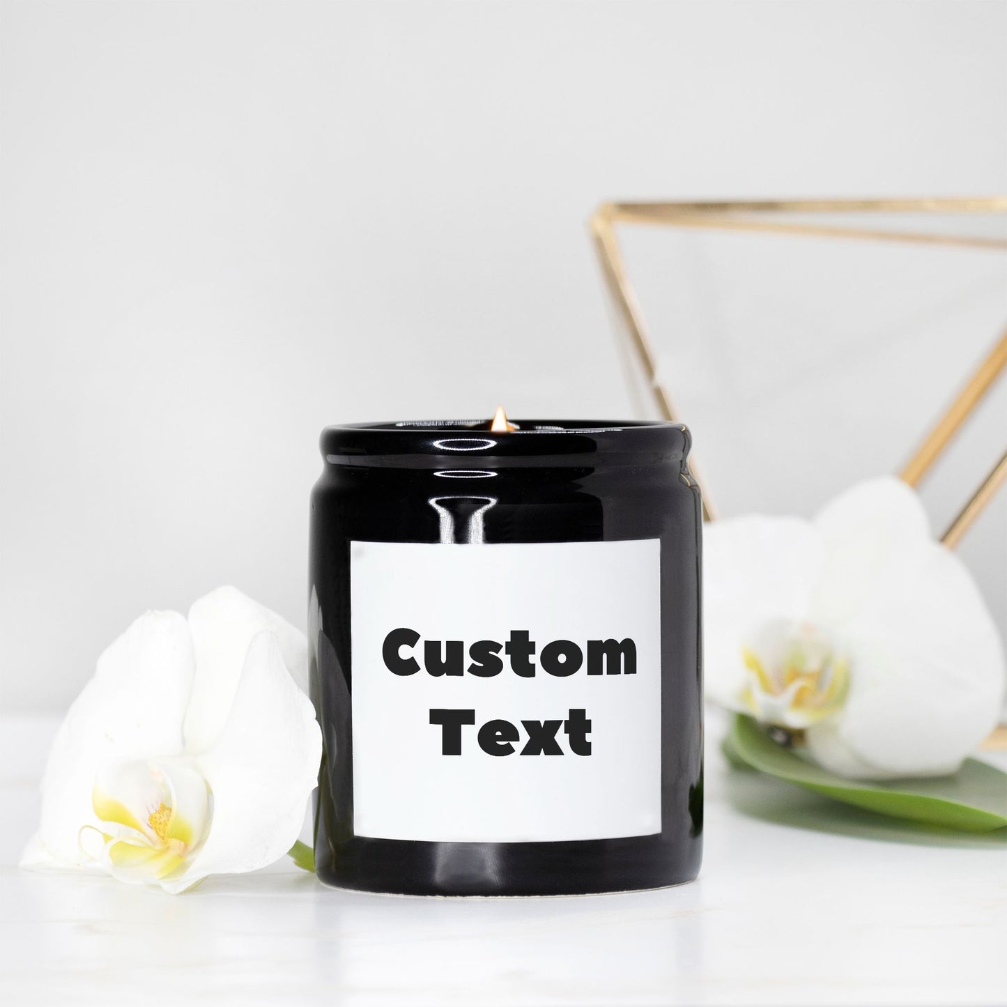Custom Text - Candle Ceramic 8oz (Black)