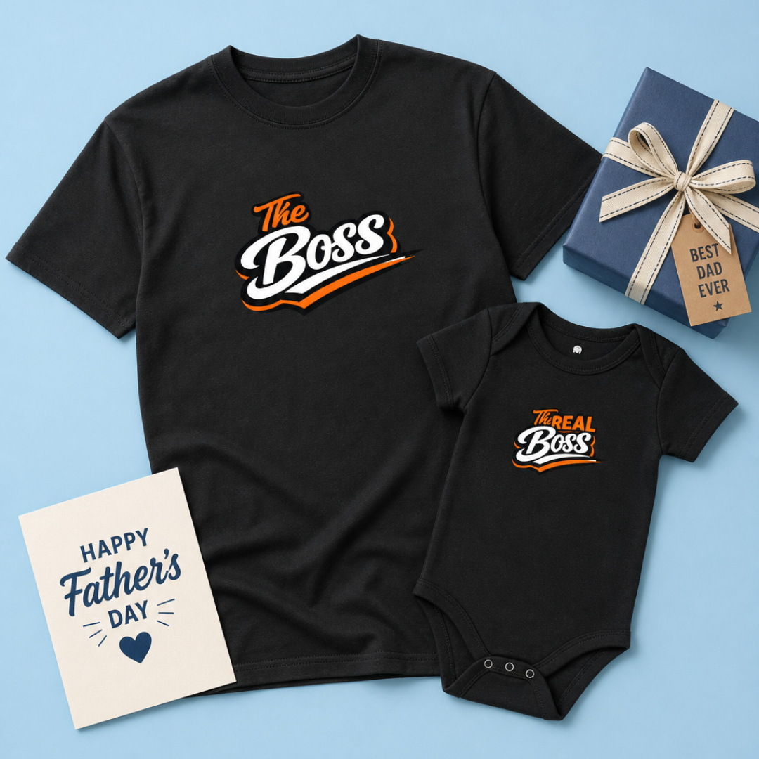 “The Boss & The Real Boss” Matching Father & Baby Duo Set