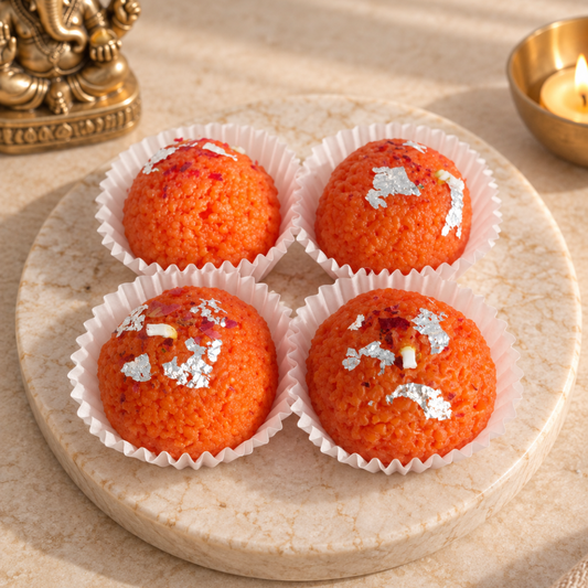 Motichoor Ladoo Candle – Set of 4 | Handmade Soy Wax | Made in New York