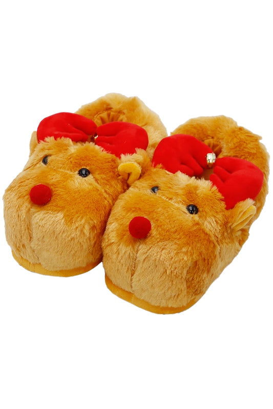 Adults Christmas Fuzzy Plush Lounge Sock Slippers - Dog