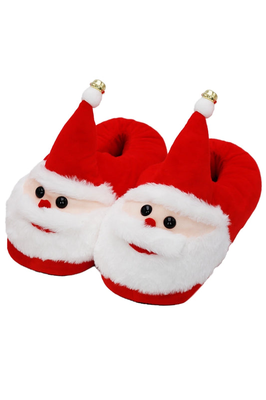 Adults Christmas Fuzzy Plush Lounge Sock Slippers - Santa