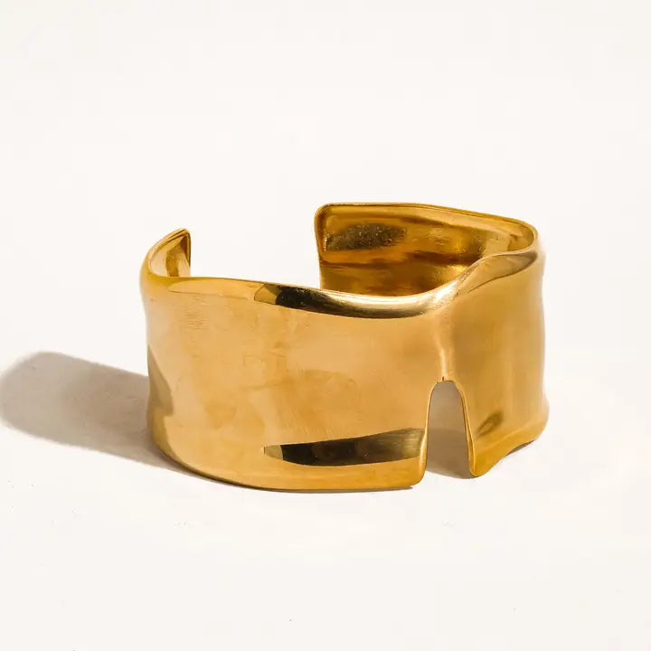 Clyde 18K Gold Non-Tarnish Abstract Bold Bangle - Yellow Gold