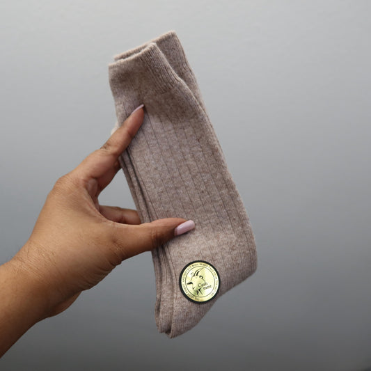 Men's 100% Cashmere Wool Sock, Men's Cashmere Socks - Beige