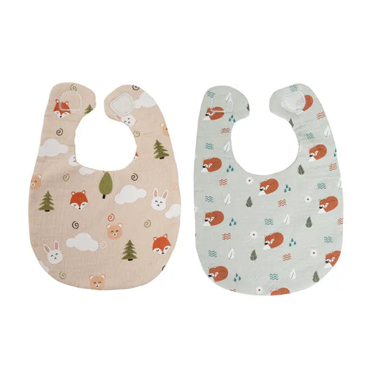 Woodland Muslin Cotton Bib Set, Set of 2