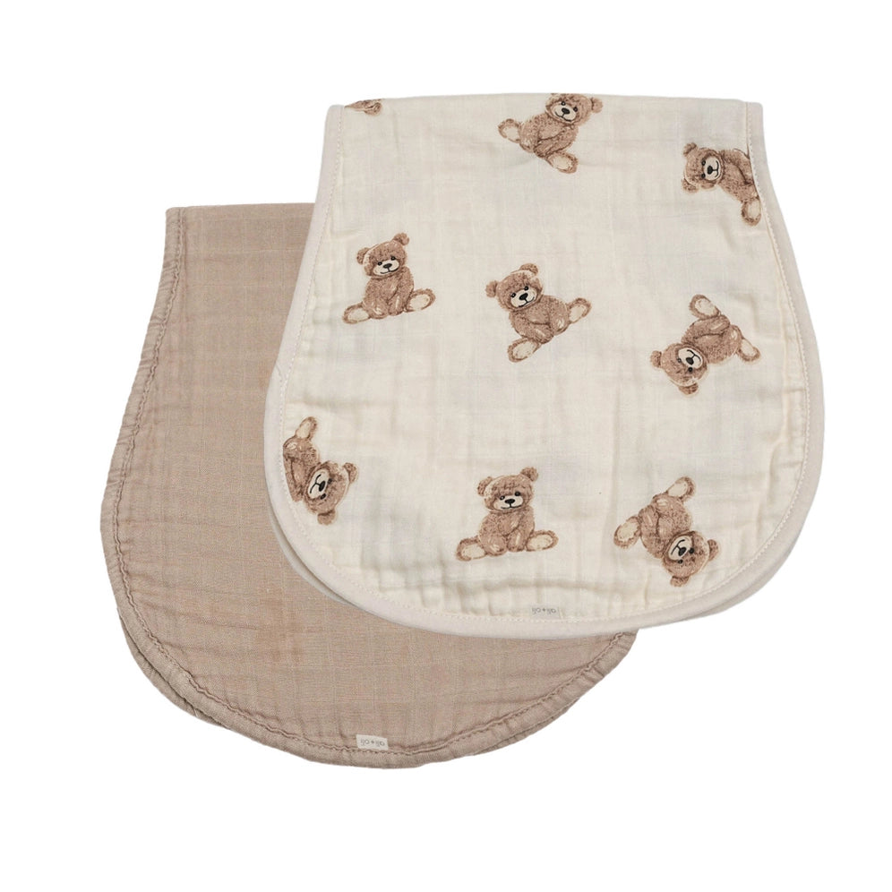 Bamboo Muslin Burp Cloth Set 2-Pack (Teddy/Taupe)