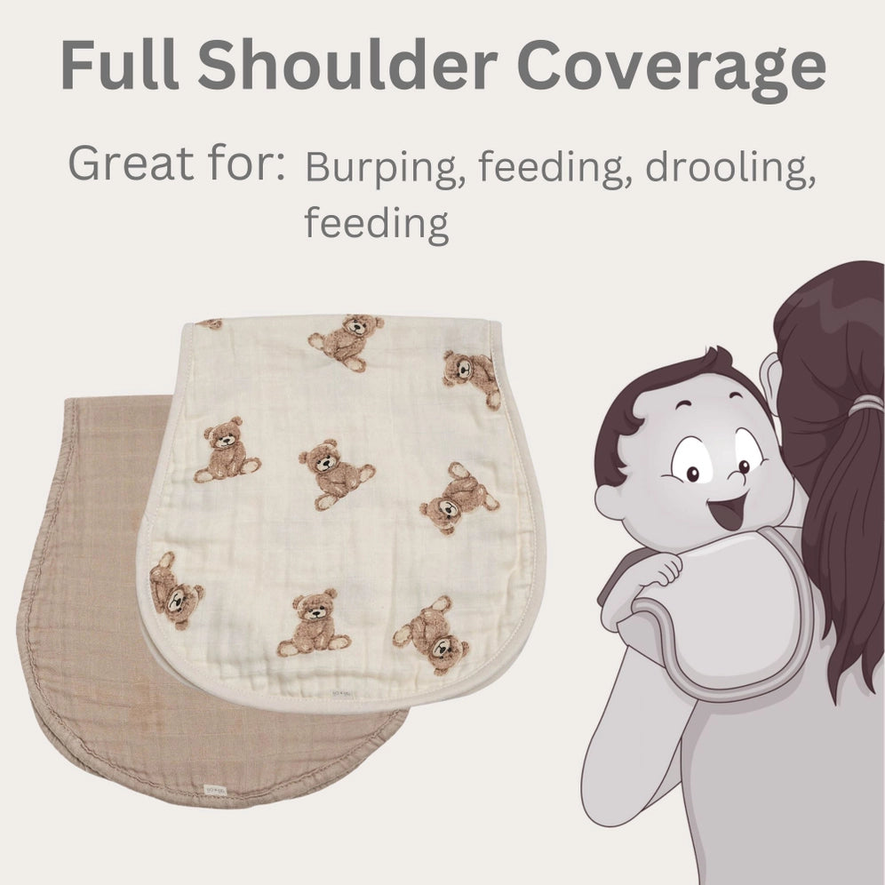Bamboo Muslin Burp Cloth Set 2-Pack (Teddy/Taupe)