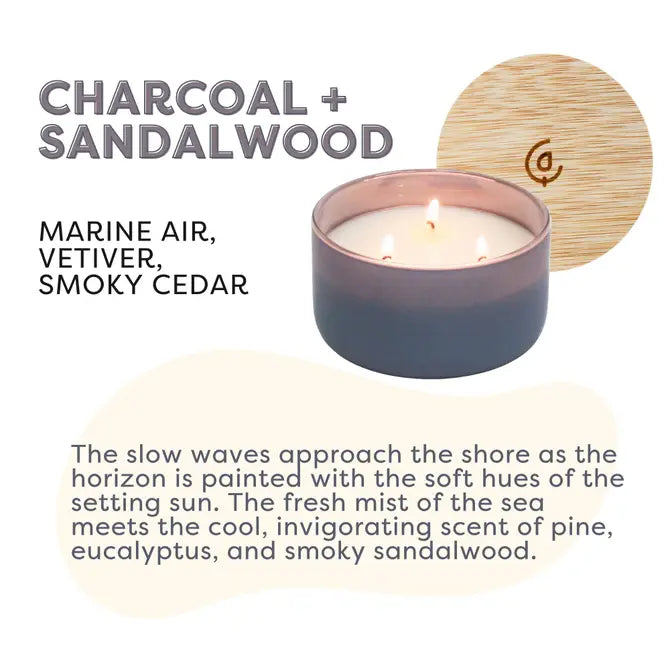 Charcoal + Sandalwood - Resilience Series 3 Wick Soy Candle