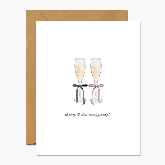 Cheers To the Newlyweds Champagne Glasses - Wedding Card