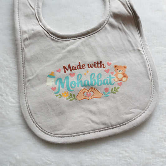 "Made with Mohabbat" Baby Bib - Beige