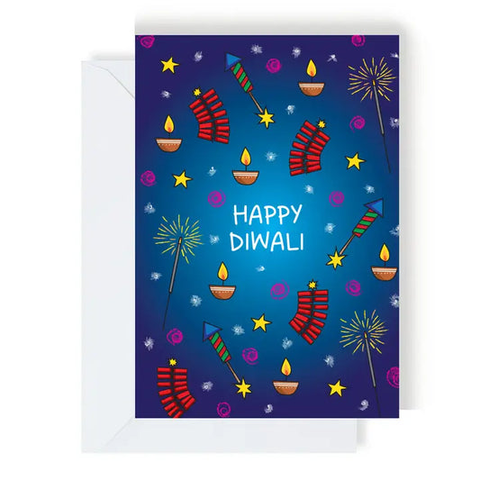 Fireworks At Night Diwali Greeting Card