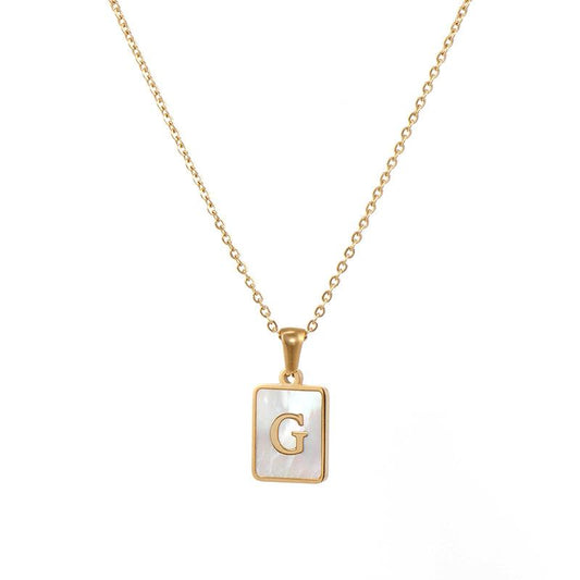 Square Initial 18K Gold-Plated Stainless Steel Necklace - Fgs - G