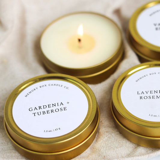 Gardenia + Tuberose - 1.5 oz. Gold Tin Soy Candle