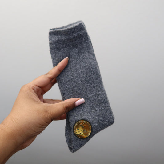 Men's 100% Cashmere Wool Sock, Men's Cashmere Socks - Gray