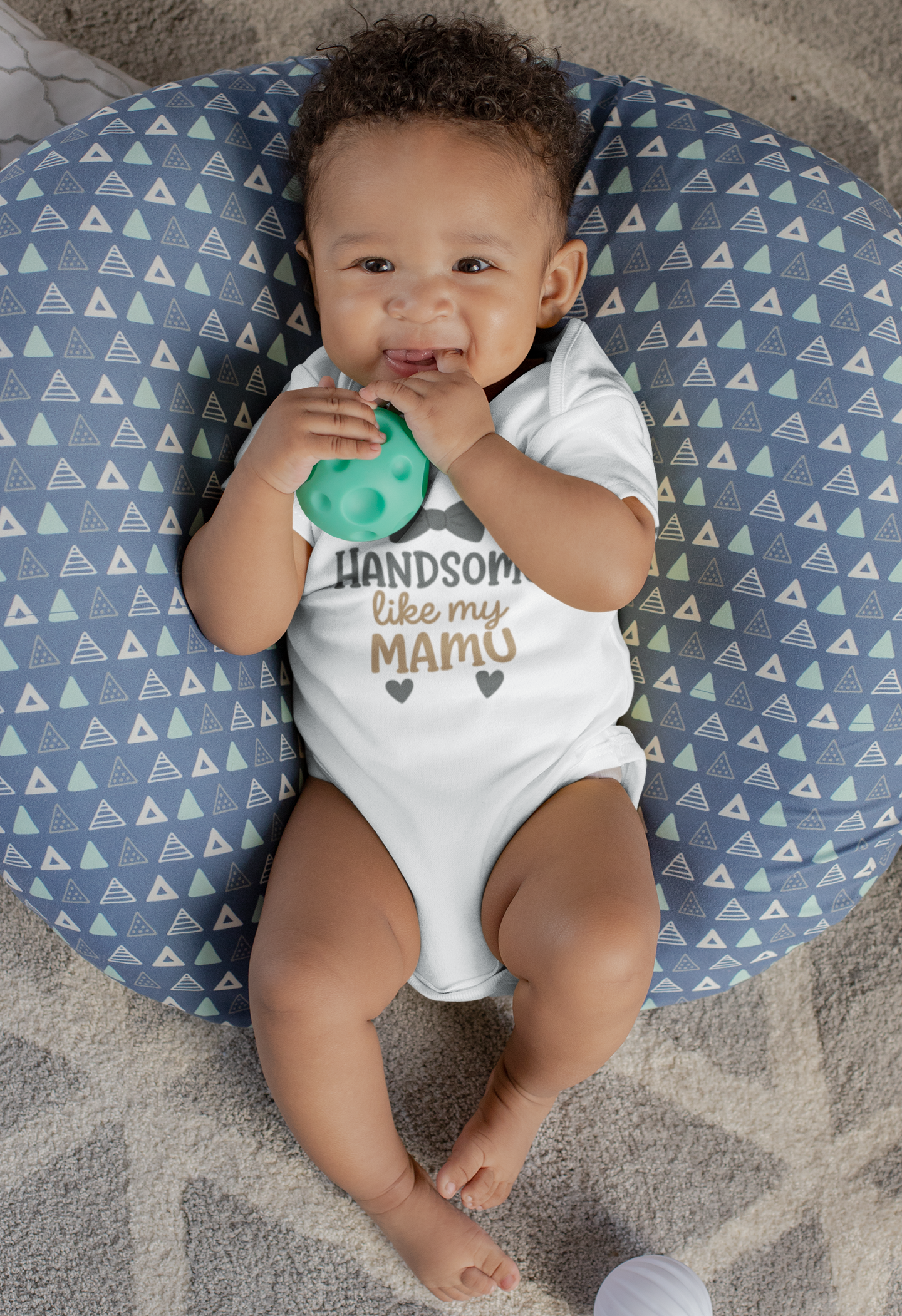 "Handsome Like My Mamu" Baby Onesie - White