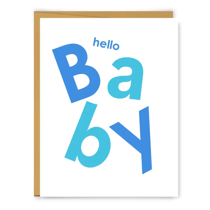 Hello Baby Boy Blue Scandi Baby Greeting Card