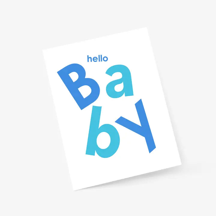 Hello Baby Boy Blue Scandi Baby Greeting Card