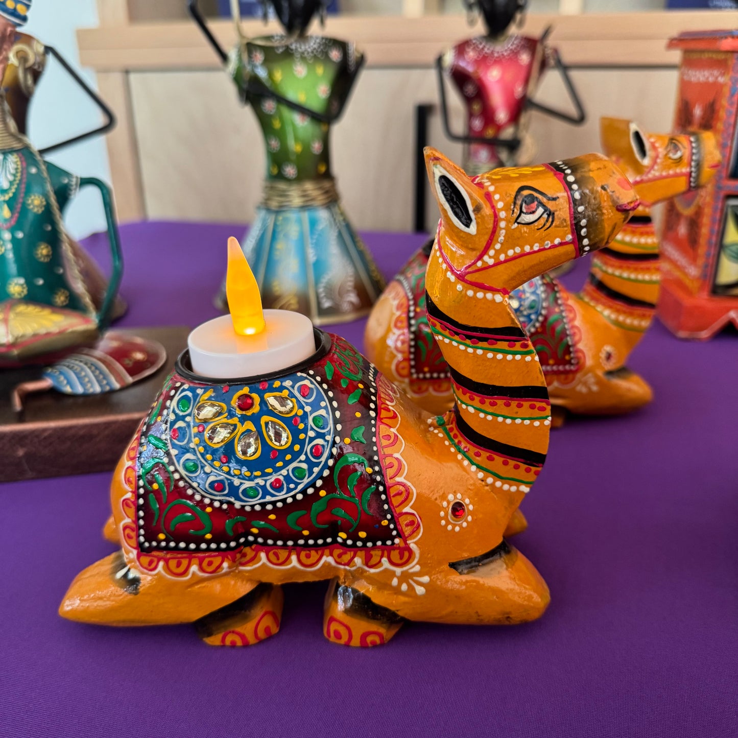 Varandah Handcrafted Wooden Camel Tea Light Holder