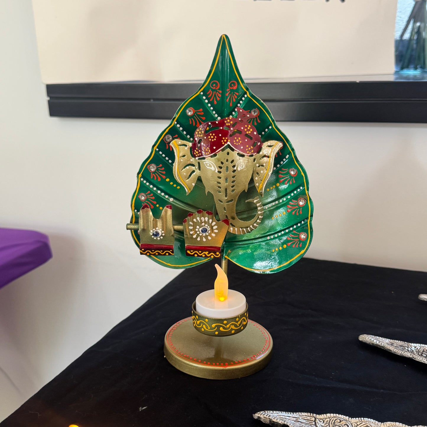 Varandah Handcrafted Metal Ganesha Tea Light Holder