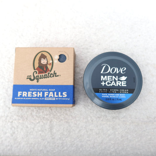 The Everyday Fresh Kit – Dr. Squatch Fresh Falls Soap + Dove Men+Care Hydra Cream