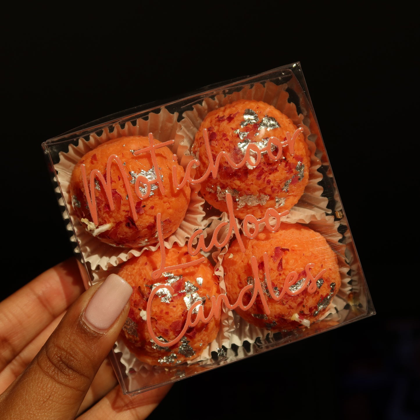 Motichoor Ladoo Candle Small – Set of 4 | Handmade Soy Wax | Honeysuckle Jasmine Scent