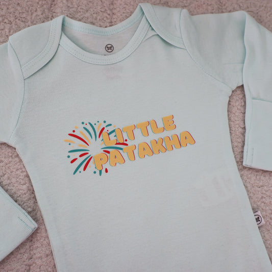 Little Patakha Organic Cotton Onesie – Mint (3–6M)