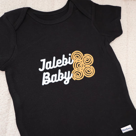 Jalebi Baby Short Sleeve Onesie – Black (6–9M)