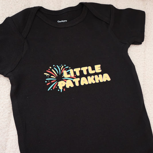 Little Patakha Short Sleeve Onesie – Black (6–9M)