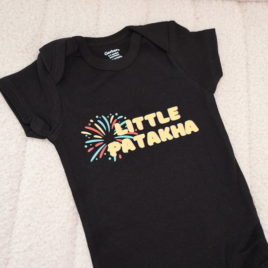Little Patakha Short Sleeve Onesie – Black (0–3M)
