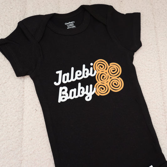Jalebi Baby Short Sleeve Onesie – Black (0–3M)