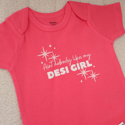 Desi Girl Short Sleeve Onesie – Pink (3–6M)