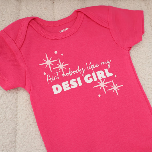 Desi Girl Short Sleeve Onesie – Pink (6–9M)