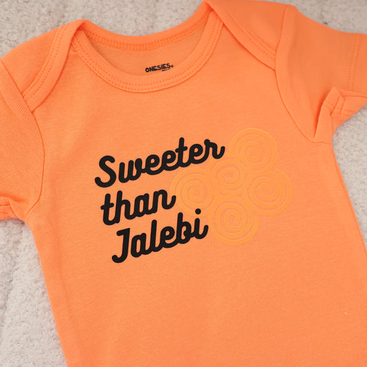 Sweeter Than Jalebi Short Sleeve Onesie – Orange (6–9M)