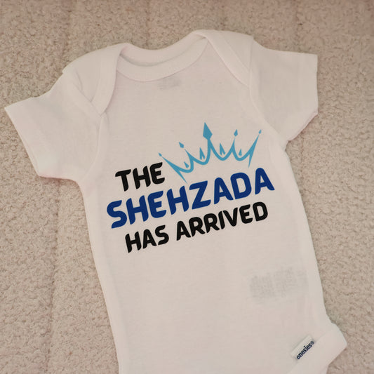The Shehzada Has Arrived Onesie – White (Newborn)