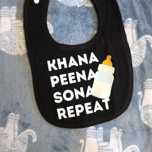 Khana Peena Sona Repeat Baby Bib