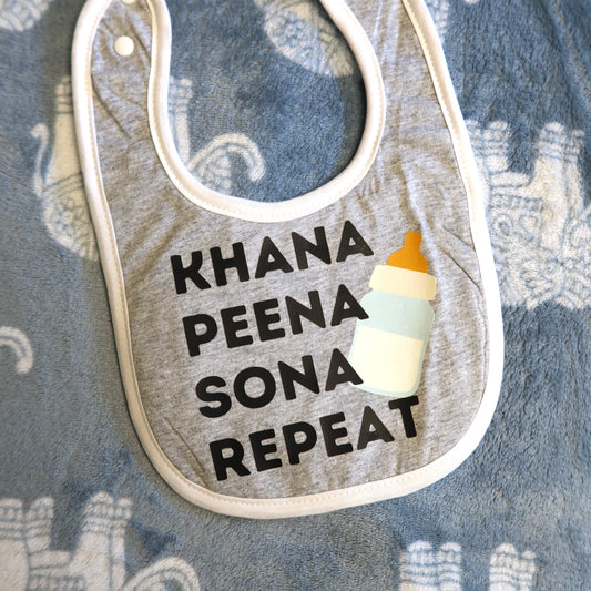 Khana Peena Sona Repeat Baby Bib