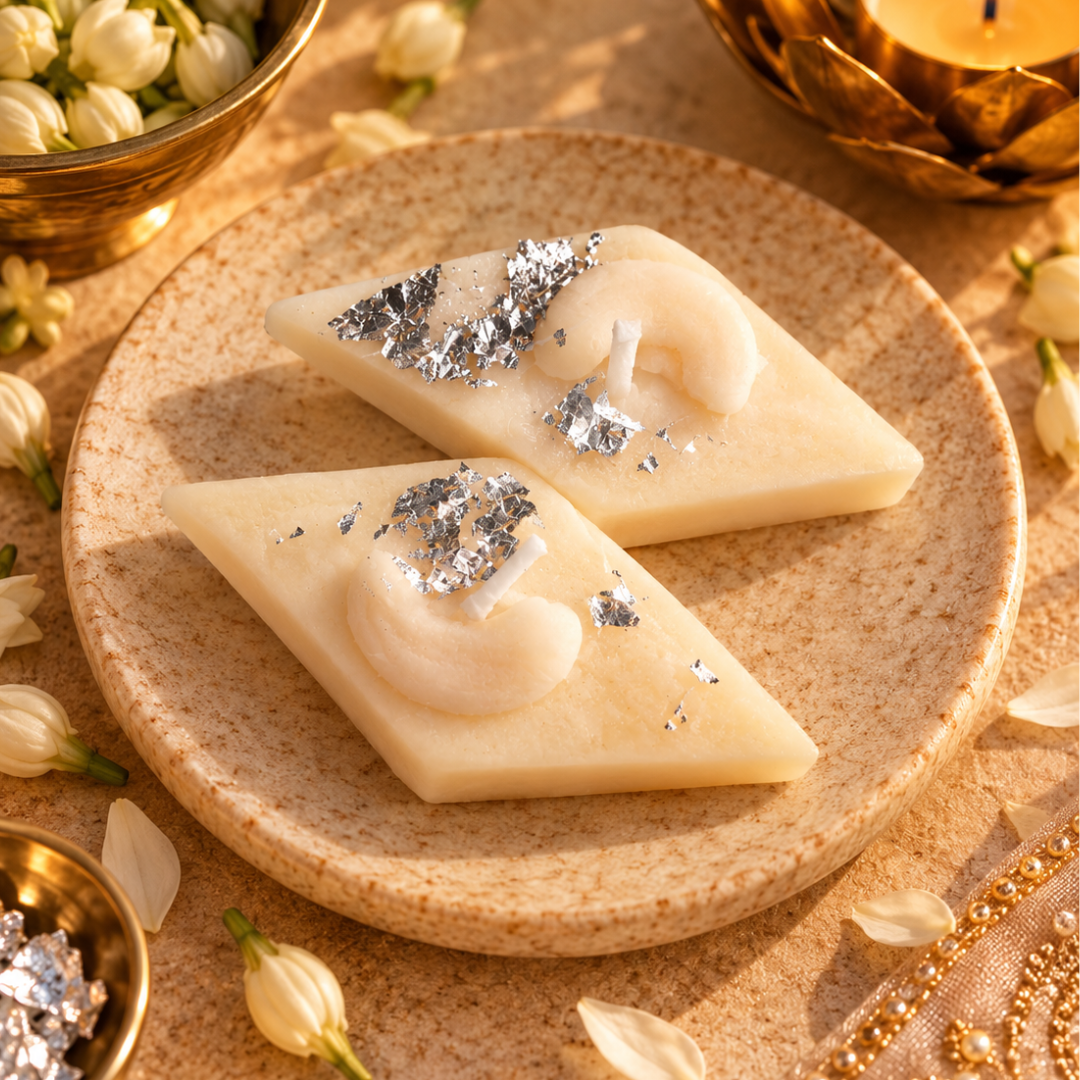 Kaju Katli Candles – Set of 2 | Handmade Soy Wax | Made in California