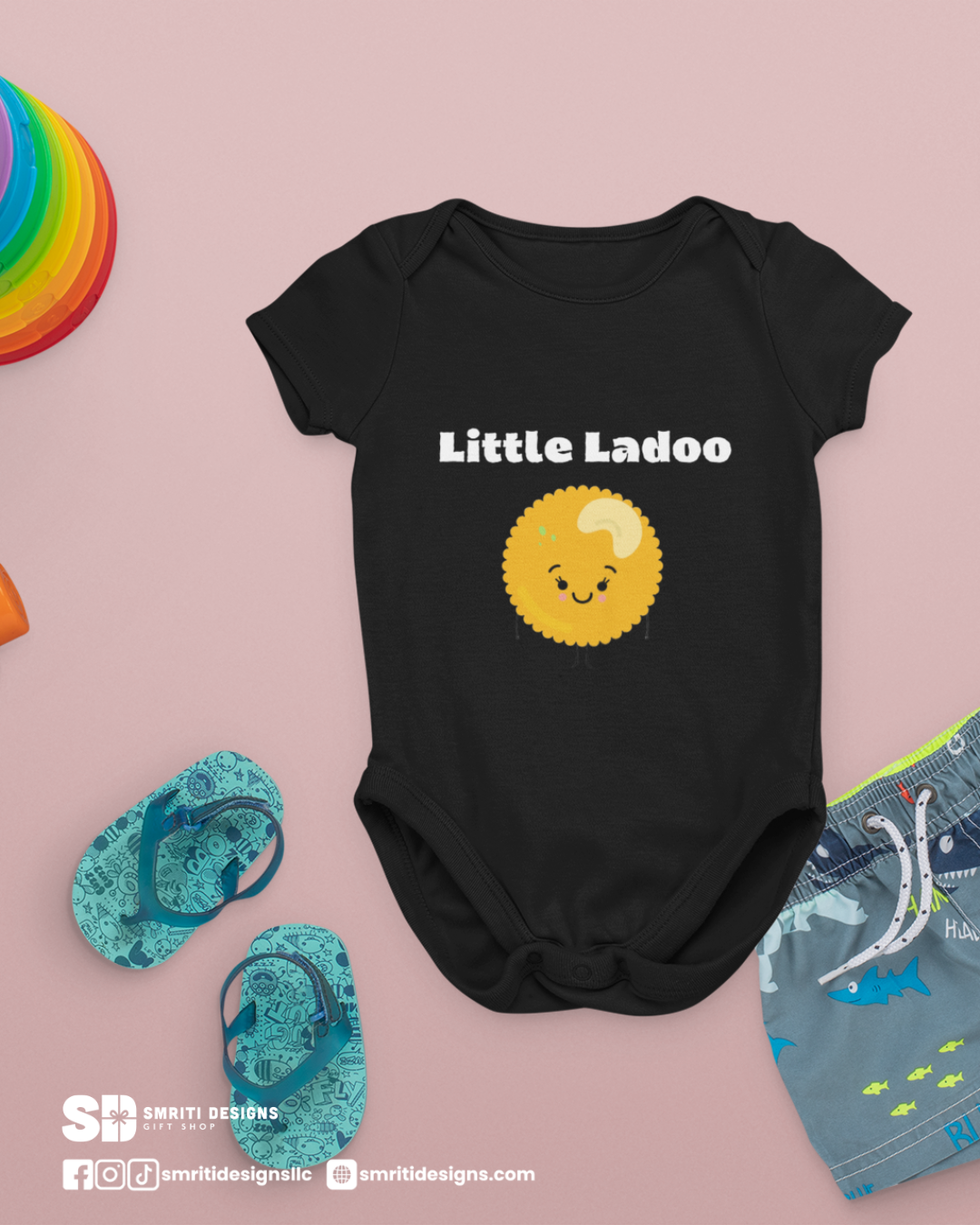 "Little Ladoo" Baby Onesie - Black