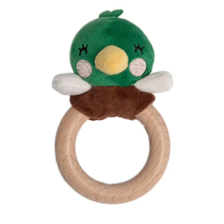 Mallard Duck Wooden & Plush Baby Teether