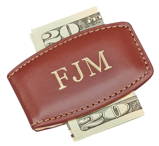 Brown Leather Money Clip - Gift For Him