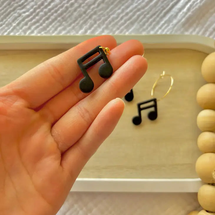 Music Note Earrings, Music Teacher Earrings - Hoops, Beam