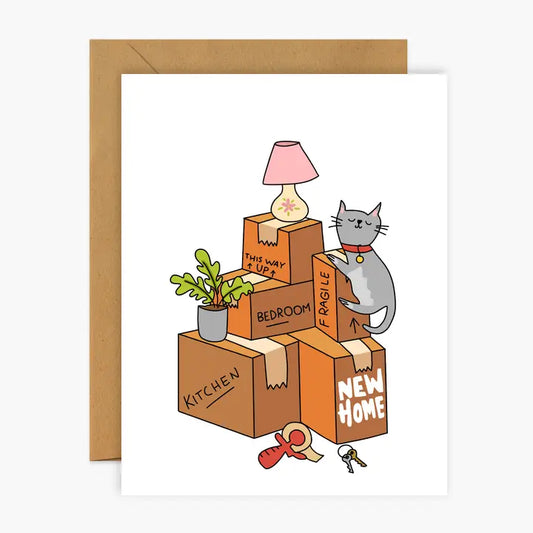 New Home - Stack of Boxes - Congrats Greeting Card