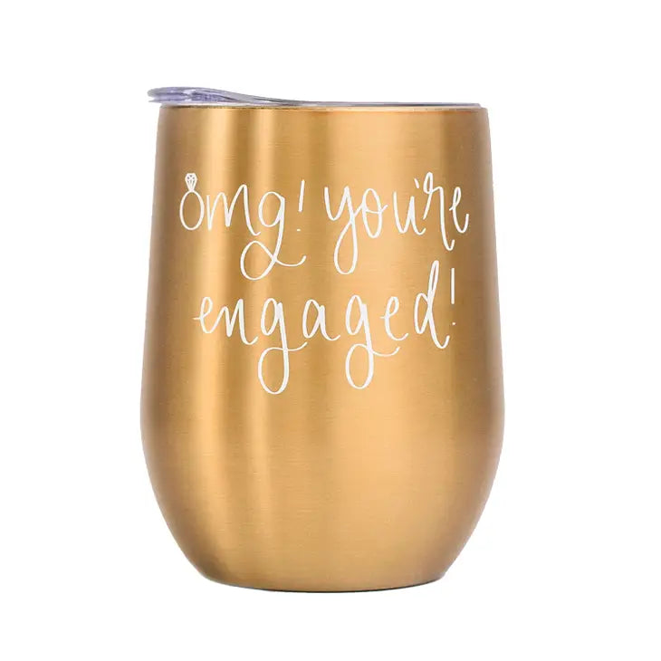 Omg! You're Engaged! Metal Wine Tumbler - Home Decor & Gifts